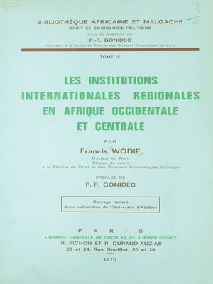 cover image of Les institutions internationales régionales en Afrique occidentale et centrale